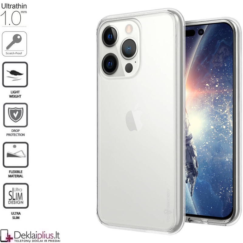 Silikoninis dėklas 1.0 mm storio - permatomas (Apple Iphone 14 Pro) Silikoninis dėklas 1.0 mm storio - permatomas (Apple Iphone 14 Pro)